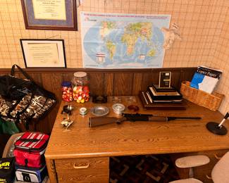 The Patriot Room: Lots of fishing supplies (such as lures/bobbers/rods/nets/tackle boxes), army memorabilia (patches, flags, medals, survival gear), board games, and more hobbyist allure.