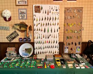 The Patriot Room: Lots of fishing supplies (such as lures/bobbers/rods/nets/tackle boxes), army memorabilia (patches, flags, medals, survival gear), board games, and more hobbyist allure.