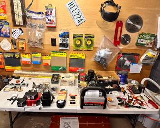 Workshop (Power tools, batteries, shop vacs, supplies for woodworking, painting, sanding, soldering, tool storage, lots and lots of hardware, and much more).