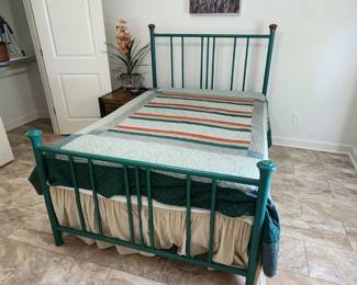 Full size metal bed with mattress and box springs