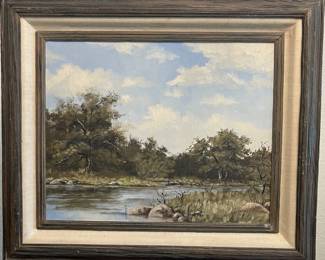 Artwork of a Riverbank; Last Name of Artist - Sampson (First Name Unknown)