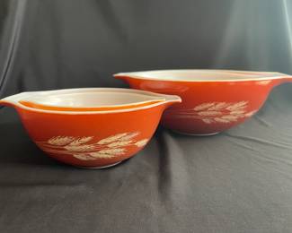 Vintage Set of Pyrex Autumn Harvest Wheat Cinderella Bowls