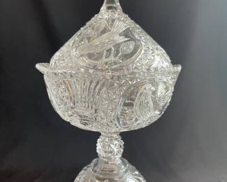 Vintage Hofbauer Byrdes Crystal Candy Dish w/Lid