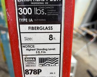Keller 8’ red fiberglass ladder 300lb. $100.00