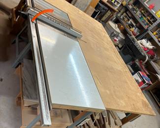 Work table w storage and electric $500.00
Buy w Delta contractor saw both for $1,900.00
97”w 77”d , 74”w 49”d , 23”w 27”d