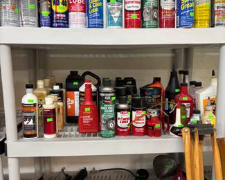 Car tools, grease guns, oil and fluids