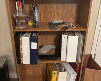 (2) Three shelf bookcases 28.5”w 12”d 47.5”t. $ 65.00 each