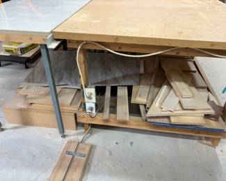 Work table w storage and electric $500.00
Buy w Delta contractor saw both for $1,900.00
97”w 77”d , 74”w 49”d , 23”w 27”d