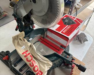 Bosch 10” cordless Chop Saw, charger, battery, xtra blade. $320.00
