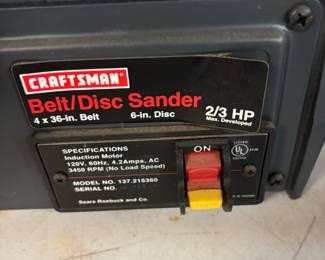 Craftsman Belt/Disc Sander 2/3 HP. $130.00