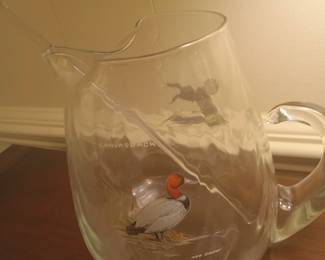 Serving pitcher with glass stirrer