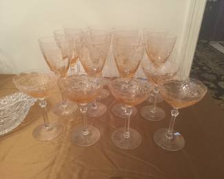 Pink crystal stemware