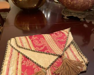 Table runner, Brass bowl from India,