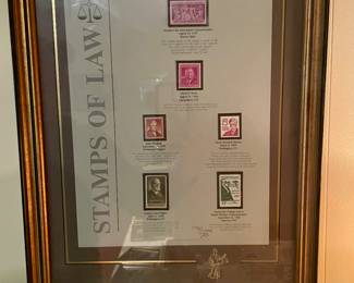 Stamps of Law framed collection numbered