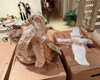 Jackie Austin one of a kind Santa in sleigh "The Messenger"