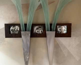 Nancy Mee art glass & mixed media wall art piece