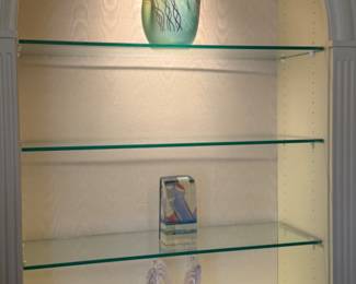 Art Glass - top shelf signed Grant; middle shelf Jan Fisar, bottom signed Thomas Buckner III