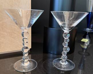 Pair Steuben martini glasses