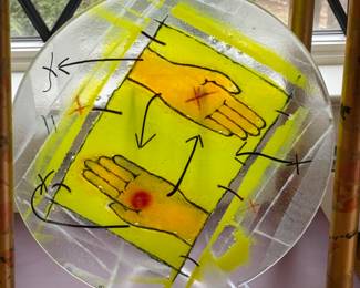 Art fused glass plate
