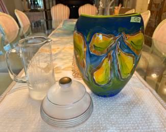 Art glass - vase on right signed Andiamo #812