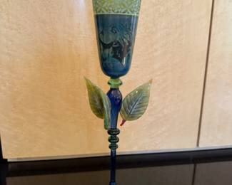 R. Michelson signed art glass stemware