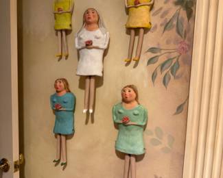 Betty Hindes "Bride with bridesmaids" wall hung figures