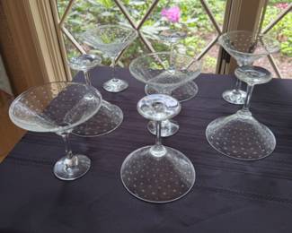 Signed art glass martini glasses
