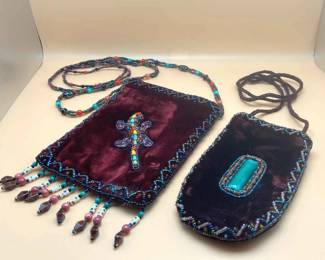 HandBeaded Velvet Purse Pouch