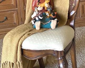 Pulaski Cane Chair With Cat Lady Pottery Barn Blanket Throw