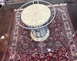 Dining Table Glass WIron Marble Look
