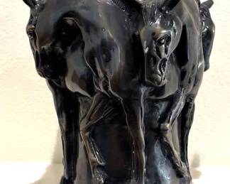 Vintage Stetson Bronze Prancing Horse Vase