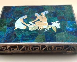 Vintage Inlaid Trinket Box Taxco Mexico