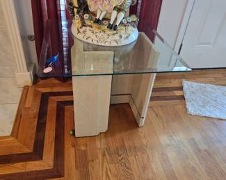 Post modern stucco and glass end table