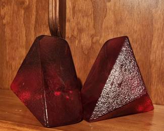 Mcm/Vintage Blenko bookends, red, gorgeous
