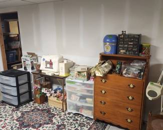 Sewing, crafting, organizers, nice wooden dresser