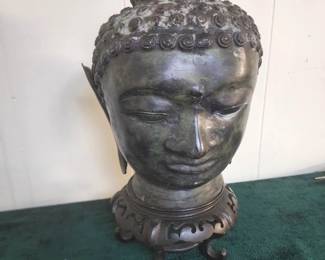 VINTAGE BRONZE TIBETAN BUDDHA HEAD