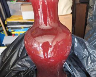 LARGE VINTAGE CHINESE SANG-DE-BOEUF VASE LAMP