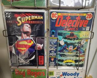 VINTAGE COMICS WITH WALL RACK