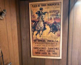 VINTAGE BULL FIGHTER BOARD POSTER