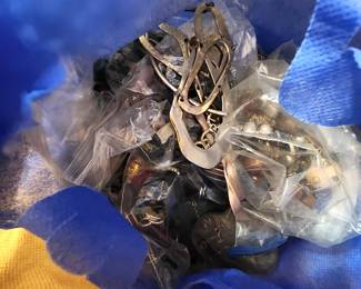 LARGE SACK OF JEWELRY TO MUCH TO GO THROUGH AS FOUND IN HALL CLOSET