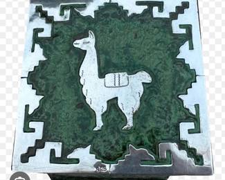 VINTAGE STERLING SILVER & BRONZE LAMA BOX