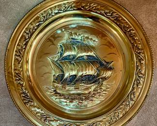 Sailing Ship Brass Plaque
