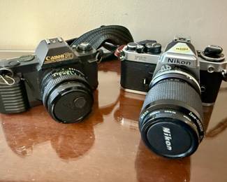 35mm Cameras - Canon T50 and Nikon FE2