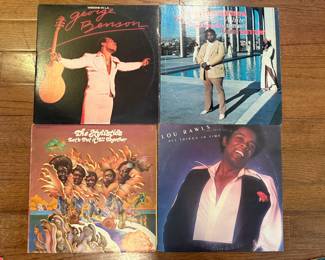 Vintage Vinyl LPs - George Benson "Weekend in L.A." - The Love Unlimited Orchestra "Rhapsody in White" - The Stylistics "Let's Put It All Together" - Lou Rawls "All Things In Time"