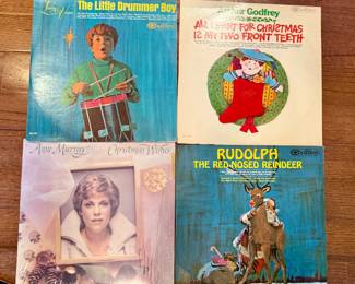 Vintage Vinyl LPs - Living Voices "Little Drummer Boy" - Arthur Godfrey "All I want for Christmas is My Two Front Teeth" - Anne Murray "Christmas Wishes" - Rudolph the Red-Nosed Reindeer