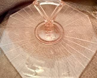 Pink Depression Glass Serving Tray with Handle