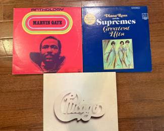 Vintage Vinyl LPs - Marvin Gaye "Anthology" - Diana Ross and the Supremes "Greatest Hits" - Chicago "Chicago at Carnegie Hall"