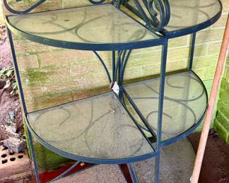 Outdoor Metal and Glass Shelves