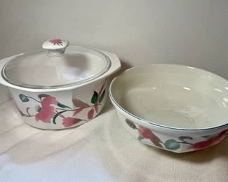 "Silk Flowers" - Mikasa Bakeware with Lid and Bowl