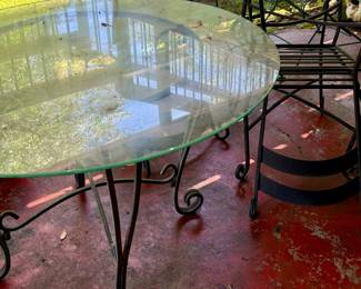 Outdoor Metal and Glass-top Table and Chairs